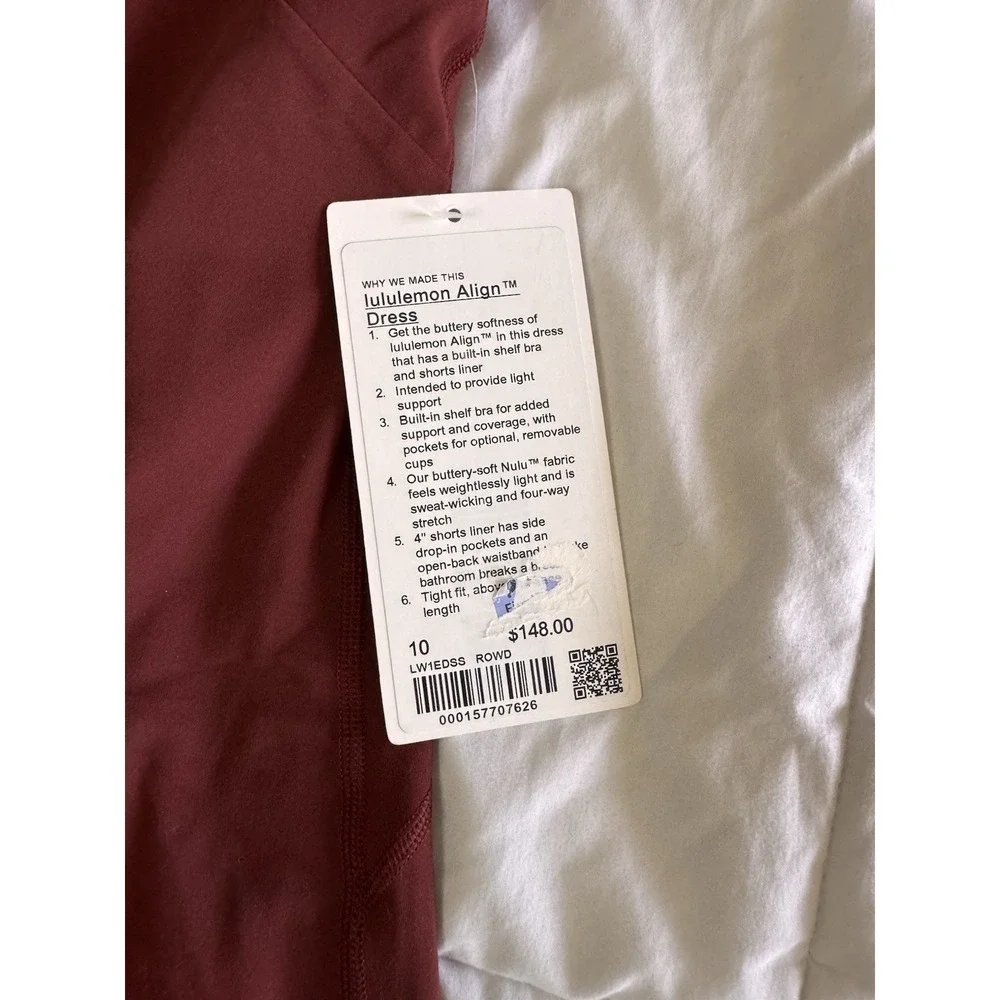 New Lululemon Align Strap Dress Size 10 Rockwood Red Built In Bra & Shorts - Picture 2 of 11